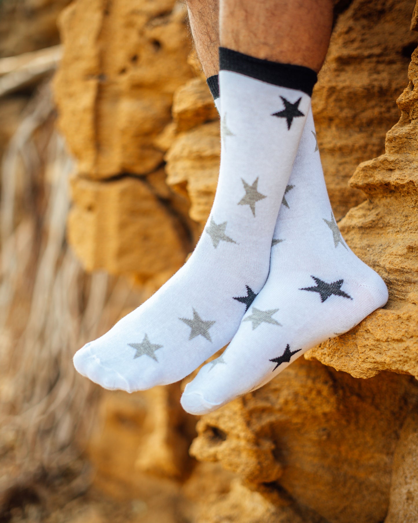 White Stars Ankle Funky Socks