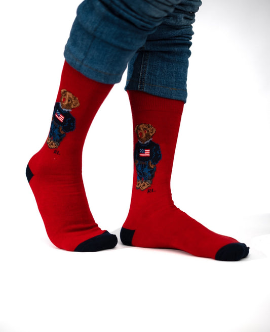 Red Full bear Funky Socks