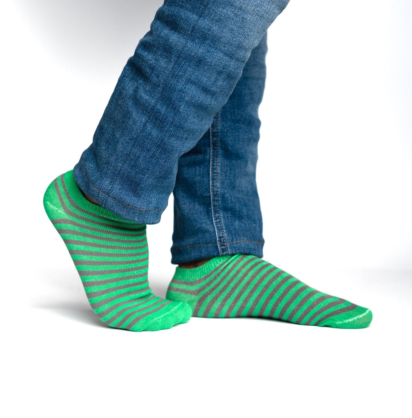 Green Lines Ankle Socks