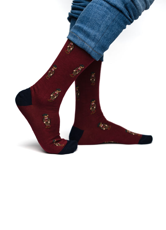 Redish Bear Funky Socks