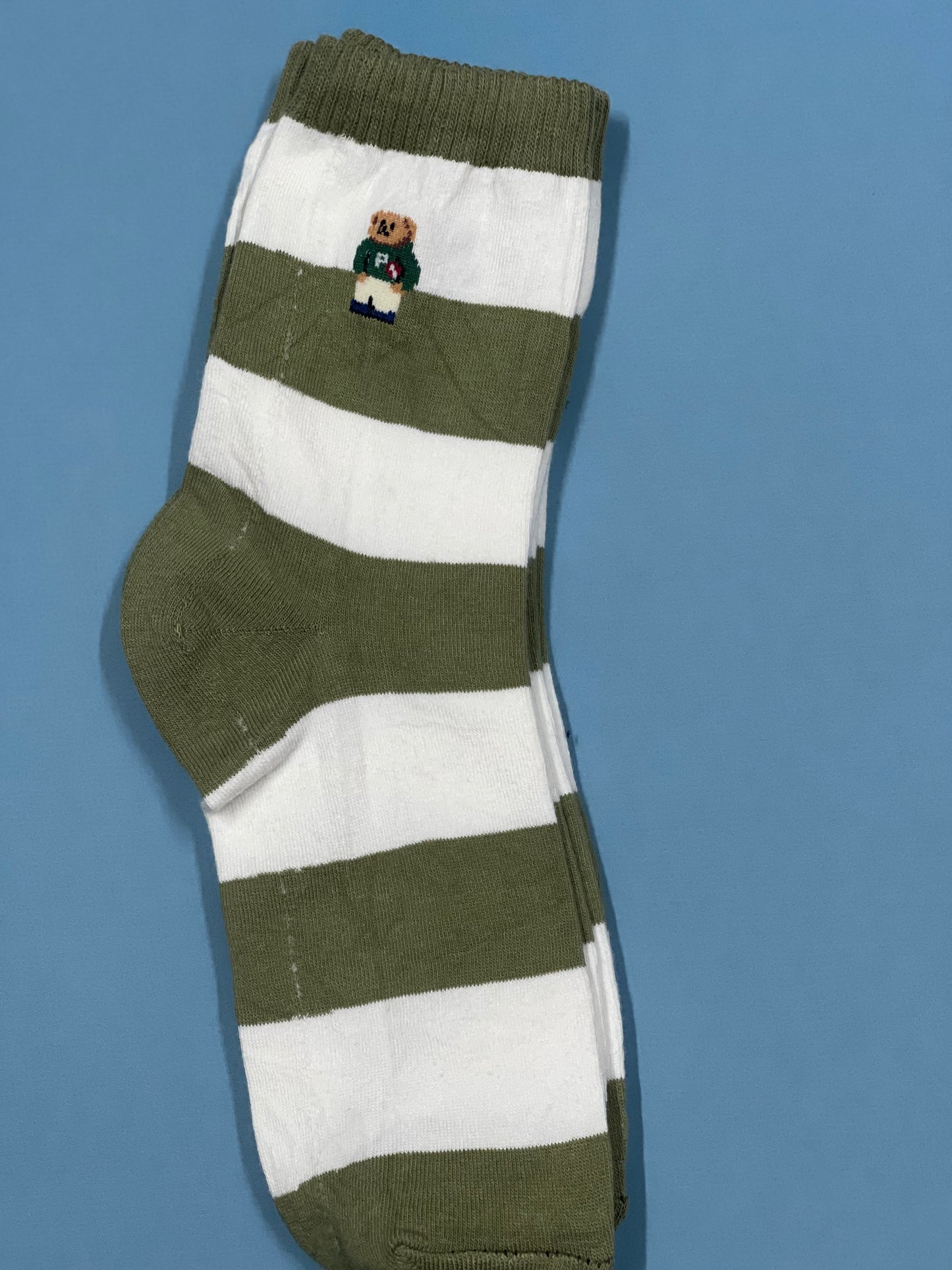 Bear Green stripe Funky Socks SC 008