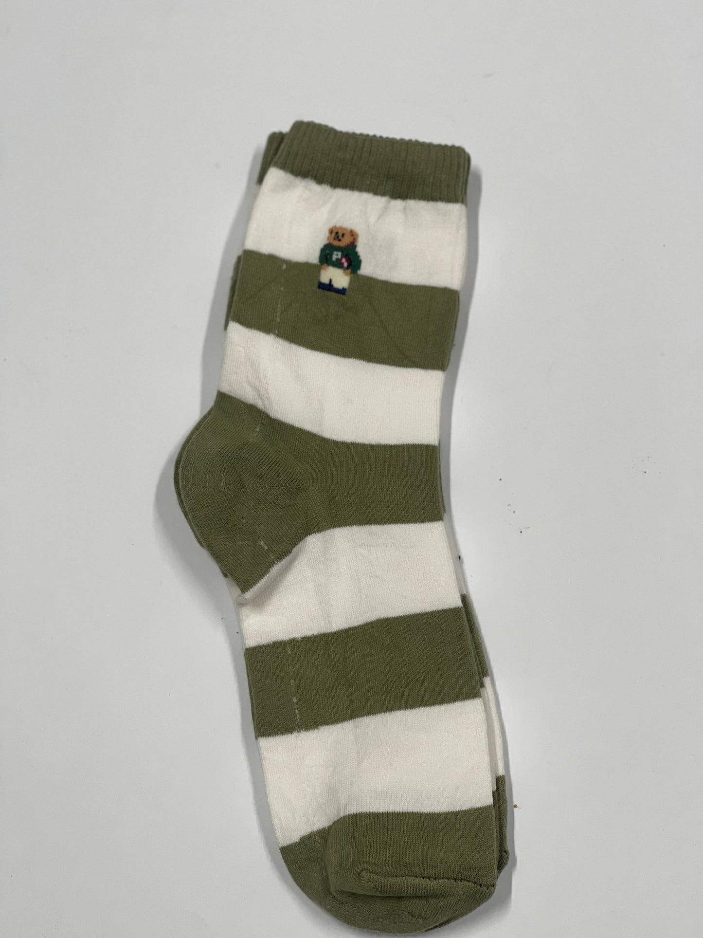 Bear Green stripe Funky Socks SC 008